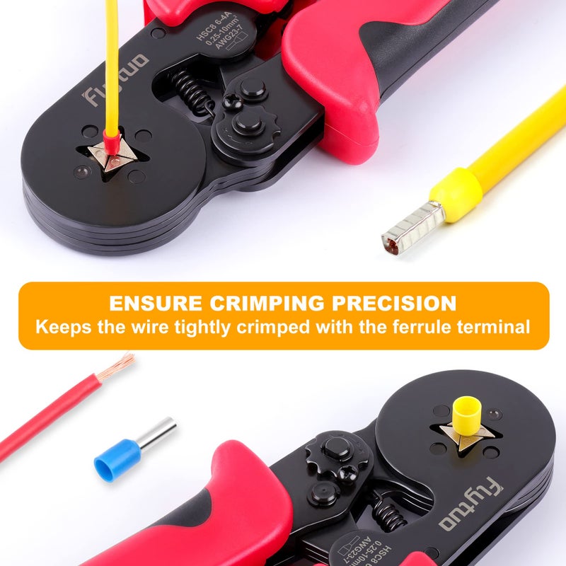 Flytuo Ferrule Crimping Tool, AWG23-7 Self-adjustable Ratchet Wire Ferrule Crimper, HSC8 6-4A Premium Crimping Tool for Wire Terminals Cables End-sleeves - Image 5